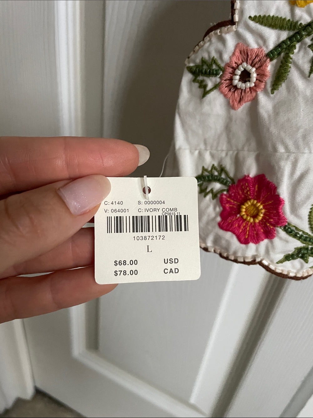 Anthropologie White Embroidered Floral Bralette with Pink & Yellow Accents - Picture 4 of 5